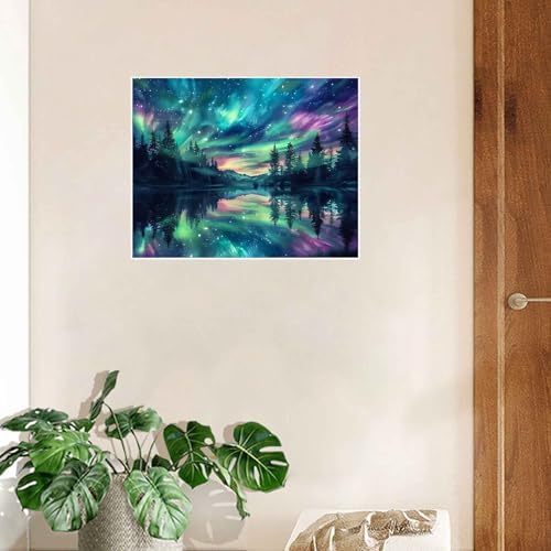Hutarosl Aurora Paint by Numbers with Frame for Adults - with Wooden Easel,Adult Paint by Number,Aurora Canvas Paint by Numbers for Adults,Gifts and Home Decor 12x16inch - Image 4