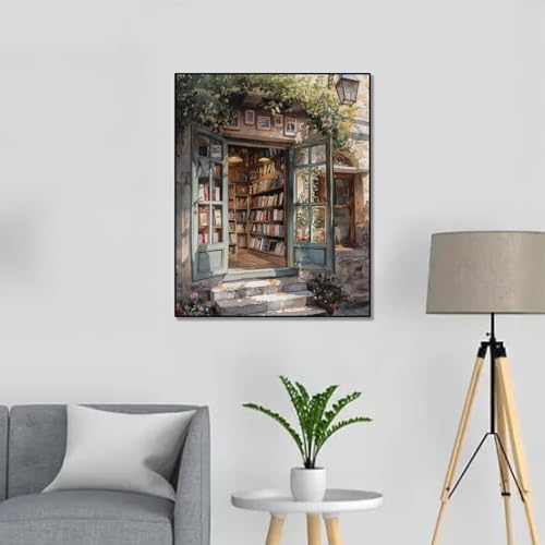 PHANTASYART Vintage Bookstore Paint by Numbers Kit for Adults 16x20inch - Image 2