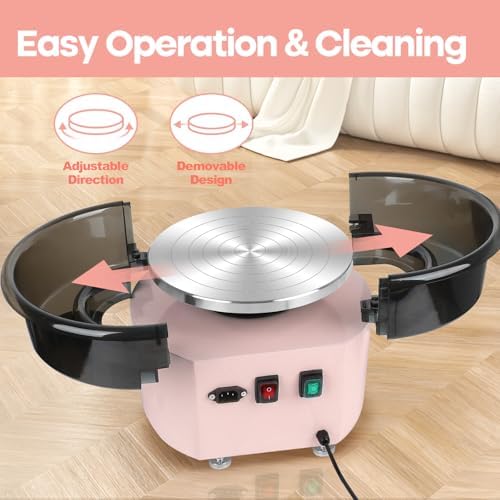 MZOKUU Pottery Wheel for Adults 11 Inch 450W Electric Ceramic Forming Machine Foot Pedal Control Adjustable 50-300RPM Speed ABS Detachable Basin Sculpting Tools Kit Arts Craft DIY Gift (Pink) - Image 3