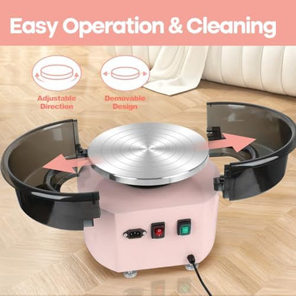 MZOKUU Pottery Wheel for Adults 11 Inch 450W Electric Ceramic Forming Machine Foot Pedal Control Adjustable 50-300RPM Speed ABS Detachable Basin Sculpting Tools Kit Arts Craft DIY Gift (Pink) - Image 3