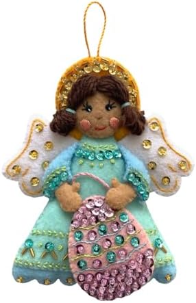 MerryStockings Felt Ornament Kit, Collectible Angels Series, DIY, Sequins, Beads, Embellishments, Step by Step Instructions and Each Angel has Multiple Skin Tone Options (Easter) by MerryStockings
