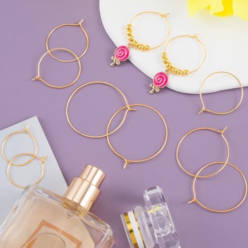 OIIKI 120PCS Earring Beading Hoops for Jewelry Making, 4 Sizes, Gold - Image 3