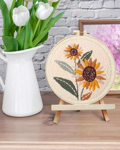 ERKOON Punch Needle Kit Beginners Adults, DIY Easy Flower Embroidery Set for Starter Art Craft, Needling Punching Project with Patterns, Tools, Yarns, Hoop, Instruction (Sunflowers) - Image 6
