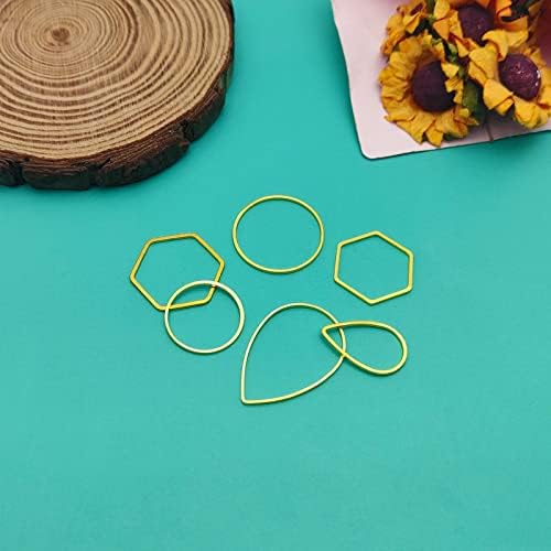 60pcs Hoop Earrings for Jewelry Making,Beading Hoops Earrings Hypoallergenic Teardrop Hexagon Round Earring Hoop Open Bezel Pendant Frame for DIY Crafts(Gold,3 Shapes) - Image 7