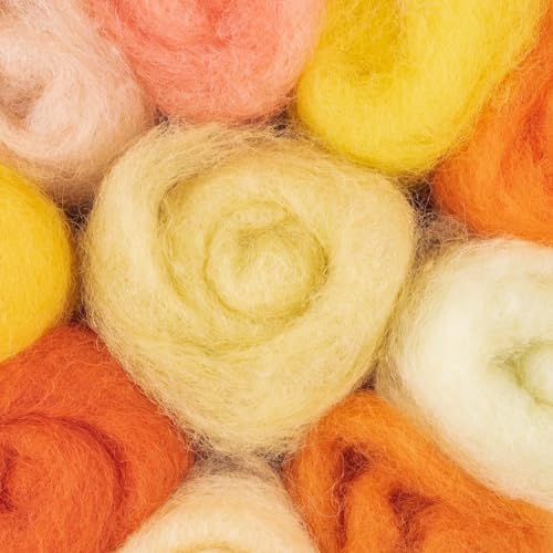 The Felt Box Needle Felting Wool – Orange & Yellow Shade Pack, 100g Carded Batts, Short Coarse Fiber for DIY Crafts, Dolls & Animals - Image 7