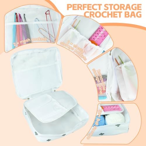 HATINXIA 58pcs Crochet Kit Beginners, Crochet Hook Set with Yarn, Portable Crocheting Kit for Starter, Ergonomic Crochet Needles Tools DIY Knitting Accessories for Experienced Crochet Lovers, Cactus - Image 3