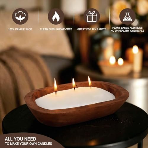 2LB Pure White Pearl Wax DIY Candles，Snow Sand Wax DIY Candle Making Kit - Complete Set with Wooden Bowl, 20 Cotton Wicks for Easy Crafting & Home Decor. - Image 5