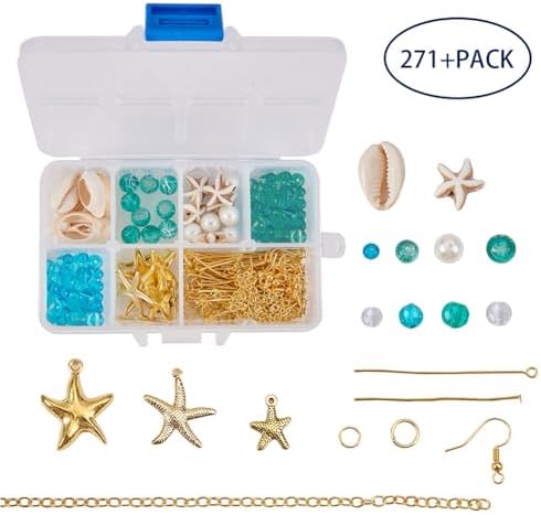 SUNNYCLUE 1 Box 8 Pair Starfish Cowrie Shell Dangle Earring Making Kit Jewelry Making Supplies Beading Starter Kits for Beginner Adults, Fish Hook, Ocean Beach Theme, Instruction - Image 2