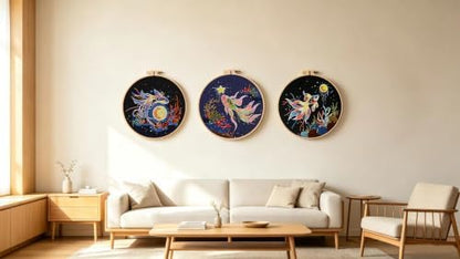 Konrisa Stamped Embroidery Kit for Adults, 3 Set Elegant Goldfish DIY Sewing Needlepoint Cross Stitch Kit with Embroidery Floss,Hoops,Color Thread,Needle,1 pc Hoop - Image 5