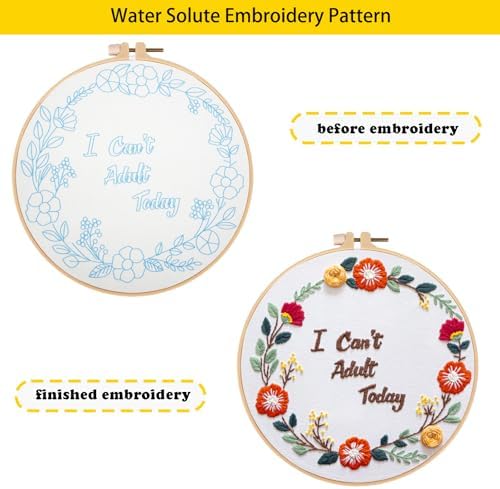Topapfo Funny Embroidery Kit with Tutorial for Beginners Adults, Hand Embroidery Pattern with Hoops Thread Needles Tutorials - Image 2
