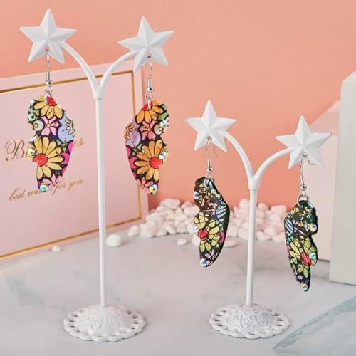 FASHEWELRY 12Pcs Flower Butterfly Wing Earring Charms Transparent Insects Wing Charms Fairy Wings Pendants with Jump Rings Earring Hooks for Crafts Jewelry Making - Image 3