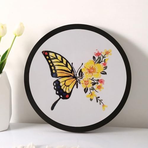 Esffaci Embroidery Starter Kit for Adult Beginner with Butterfly Flower Pattern Hand Embroidery Set with Cloth Hoop Needle Threader Floss and Instruction - Image 4