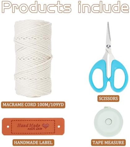 FREEBLOSS Macrame Basket Kit - DIY Macrame Kit with Video Tutorial and 100m Cotton Cord for Storage and Crafting - Image 2