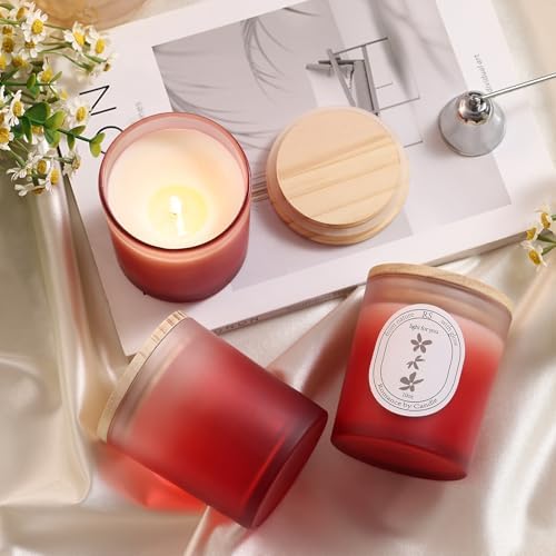 REISEN 12 Pcs 10oz Gradient Red Candle Jars for Candle Making Kit - Image 6
