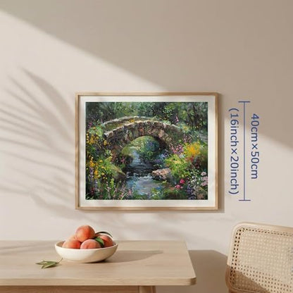 AuraDraw Stone Bridge Paint by Numbers Kit for Adults - DIY Stone Bridge Over River Painting on Canvas, Acrylic Paint Set or Home Decoration 16x20 Inch - Image 2
