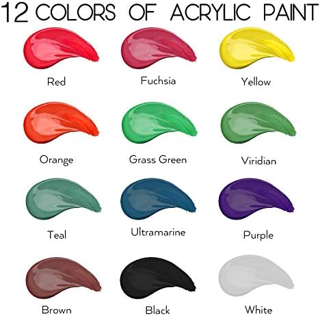 Acrylic Paint Set of 12 Colors 2fl oz 60ml Bottles,Non Toxic 12 Colors Acrylic Paint No Fading Rich Pigment for Kids Adults Artists Canvas Crafts Wood Painting - Image 2