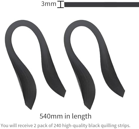 Acoeitl Quilling Paper Strips 240 Strips Black Paper Quilling Set Width 3mm Length 54cm Quilling Supplies DIY Quilling Paper Quilling Art Strip for Crafts (2 Pack) - Image 2