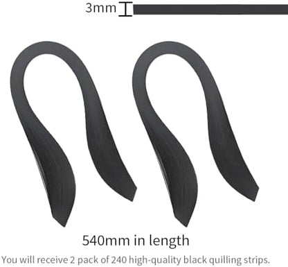 Acoeitl Quilling Paper Strips 240 Strips Black Paper Quilling Set Width 3mm Length 54cm Quilling Supplies DIY Quilling Paper Quilling Art Strip for Crafts (2 Pack) - Image 2
