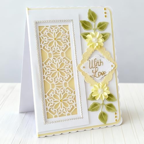Lapoo Flowers Cutting Die for Scrapbooking - Durable Metal Cutting Die for DIY Scrapbook Photo Album Decorative Paper Card, Metal Card Making Supplies (Lily Border 4.5 x 3.5 in) - Image 2