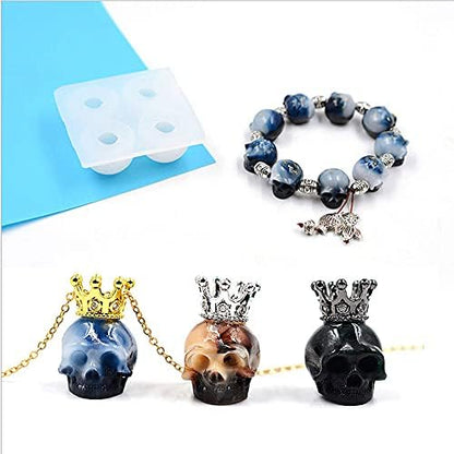 Woohome Beads Resin Moulds Set, 2 PCS Skull Resin Casting Mould Epoxy Resin Moulds with String, Bracelet Accessories for Bracelet, Gemstone Jewelry Casting - Image 5