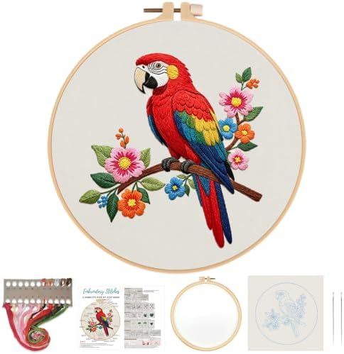 Nuberlic Parrot Embroidery Kit for Beginners, Animal Cross Stitch Kit by Nuberlic