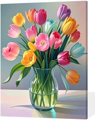 ACANDYL Tulip Paint by Numbers Kit for Adults Beginner Flowers by ACANDYLPaintbyNumbersKits