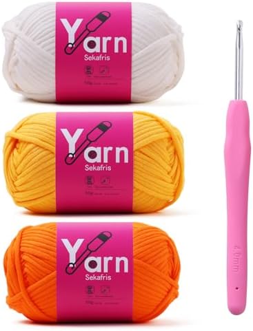 Beginner Yarn for Crocheting Cotton Crochet Yarn #4 Mixed Colors by Sekafris