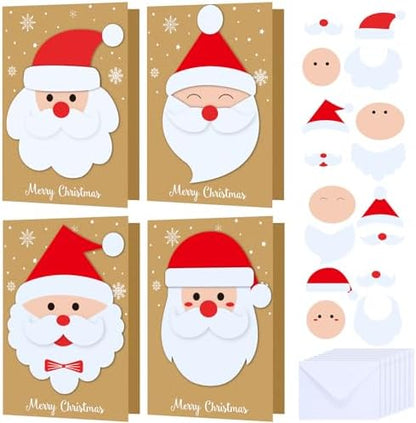 Dispowreath 48 Pcs DIY Christmas Card Making Kits with Envelopes DIY Christmas Craft Make Your Own Santa Claus Greeting Card Making Supplies for Holiday Xmas Party Decoration Favor by Dispowreath