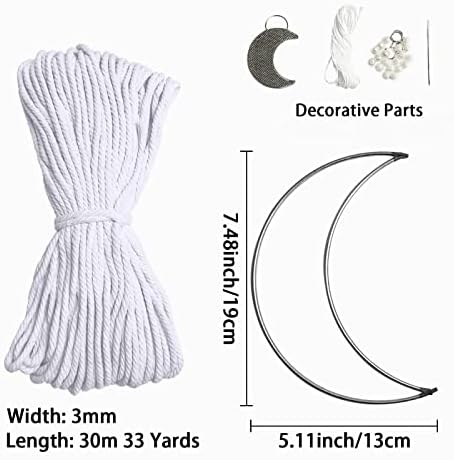 JeogYong Macrame Kit, DIY Moon Dream Catcher Macrame Kits for Kids & Adults Beginners, Includes Metal Hoop Rings Macrame Cord or More Craft Supplies and Materials for Bohemian Wall Decor Dreamcatcher - Image 2