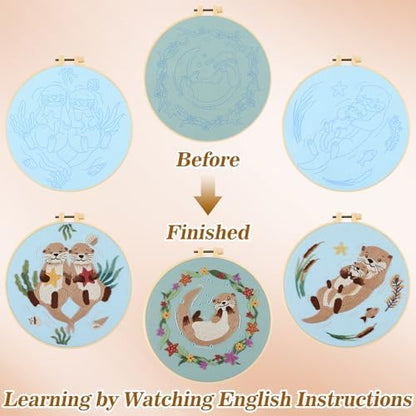 Mindsoft 3 Set Needlepoint Kit for Beginners with Hoop,Otter - Image 6