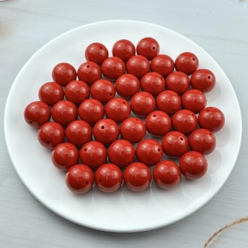 40pcs Acrylic Round Beads for Crafts 20mm Resin Candy Color Spacer Beads with Hole for Jewelry Making Sewing Crafts Decoration Necklaces Bracelets Earrings Supplies(Red) - Image 2