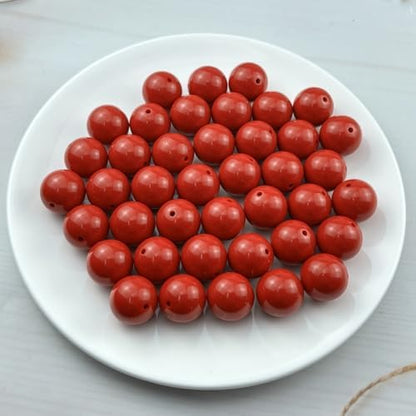 40pcs Acrylic Round Beads for Crafts 20mm Resin Candy Color Spacer Beads with Hole for Jewelry Making Sewing Crafts Decoration Necklaces Bracelets Earrings Supplies(Red) - Image 2