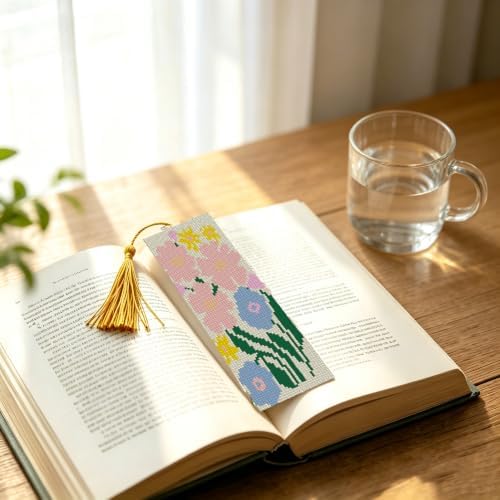 Paintcolor Flowers Counted Cross Stitch Bookmark Kit for Adults Beginners - Image 4
