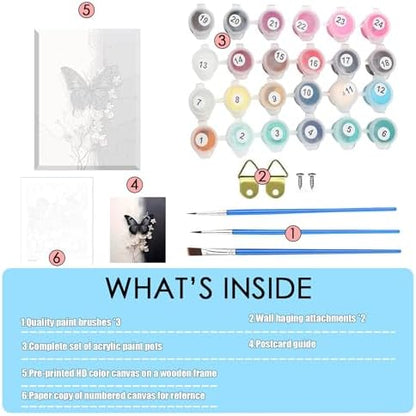 Butterfly Paint by Numbers Kit for Adults Framed Canvas,Painting by Numbers Kits with Frame on Canva for Beginner,DIY Watercolor Oil Painting Frame for Birthday Gift Decor for Home Wall. (butterfly1) - Image 4