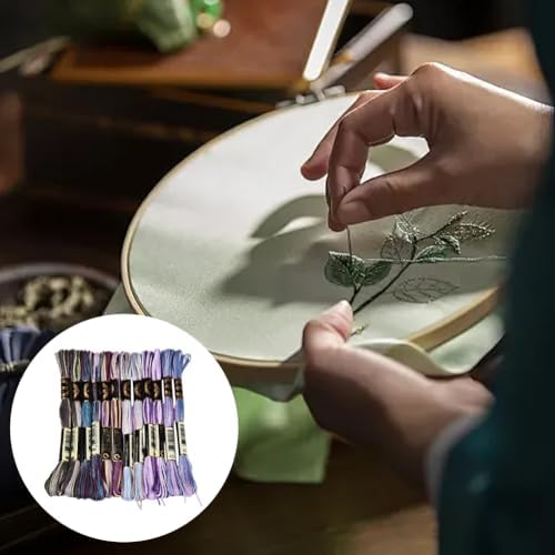 12 Skeins 105 Yards Purple Embroidery Thread Variegated Cross Stitch Floss Bulk 6 Ply Polyester Yarn Colorful Friendship Bracelet String for Sewing Making Needlecraft Knitting Stitching DIY - Image 4