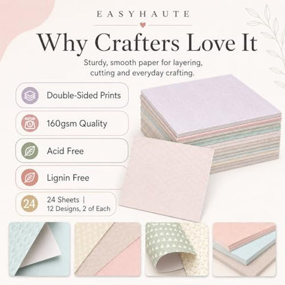 Geometric Patterned Paper Pad 6x6 Double Sided, Pastel Decorative Paper Pack - Craft Cardstock & Scrapbooking Supplies for Card Making, Junk Journal Ephemera, Mini Albums, 24 Sheets - Image 3