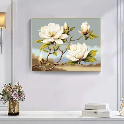NDNXYXGS Flowers Paint by Numbers Kits for Adults,Magnolia DIY Painting Kit on Canvas,Floral Color by Numbers,Large Adult Paint by Number for Wall Decor and Gifts (flower2) - Image 7