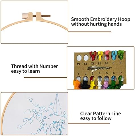 Nuberlic 3 Pack Embroidery Kit for Beginners with Cat Pattern - Image 4