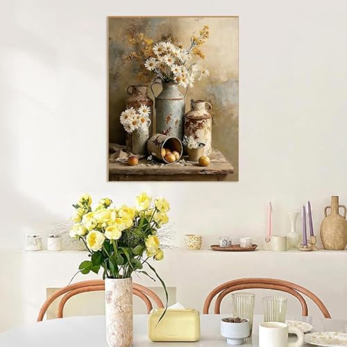 Daisy Flower Paint by Numbers Kit for Adults Framed Canvas, Frameworkless - Image 6