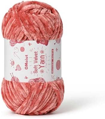 100g Fluffy Velvet Chenille Yarn for Crocheting and Knitting, 80m (87.5yd) Baby Yarn for Crocheting Soft, Crochet Chunky Yarns Amigurumi Yarns (Gray Pink) by OMoiut