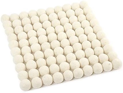 Glaciart One Wool Felt Balls, Felt Ball (100 Pieces) 2.5 Centimeters - 1 Inch, Handmade Felted Pure White Color - Bulk Small Puff for Felting and Garland by GlaciartOne