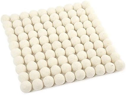 Glaciart One Wool Felt Balls, Felt Ball (100 Pieces) 2.5 Centimeters - 1 Inch, Handmade Felted Pure White Color - Bulk Small Puff for Felting and Garland by GlaciartOne