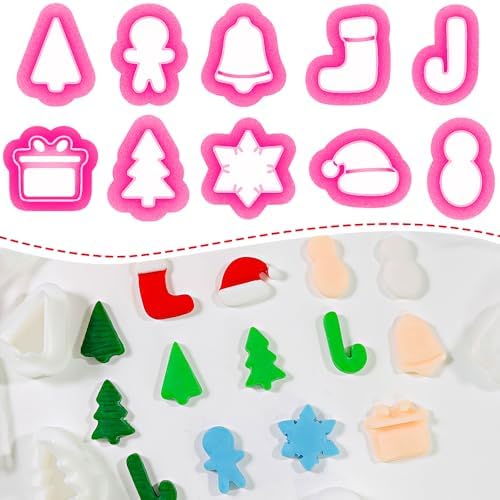 Xaekicr 10 Pcs Christmas Polymer Clay Cutters Set – Holiday Clay Cutters for Earrings, Ornaments & Jewelry Making – Gingerbread, Snowman, Tree Shapes – Clay Tools for Polymer Clay Crafts by Xaekicr