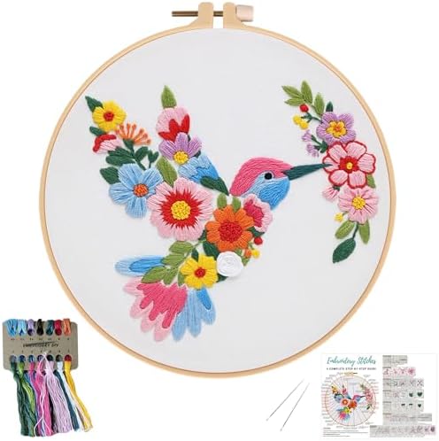 Nuberlic Embroidery Kit for Beginners with Bird and Flower Pattern by Nuberlic