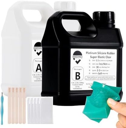 BBDINO Super Elastic Silicone Mold Making Kit 8A Clear 4.4 Lbs by BBDINO