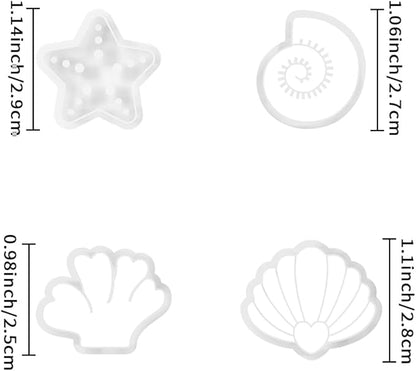 Xaekicr 4PCS Ocean Theme Polymer Clay Cutters Set – Starfish Seashell Clay Earring Cutters – Clay Tools for Polymer Clay Jewelry Making, Beach DIY Crafts Supplies