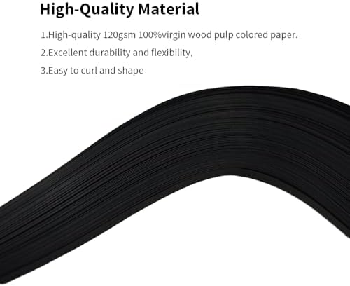 Acoeitl Quilling Paper Strips 240 Strips Black Paper Quilling Set Width 5mm Length 53cm Quilling Supplies DIY Quilling Paper Quilling Art Strip for Crafts (2 Pack) - Image 3