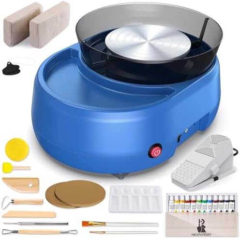 6 inch Home Pottery Wheel for Pottery Craft - Complete Pottery Kit for Beginners, Two-Way Rotation, 2.2lb Air Dry Clay, Arts and Crafts Sculpting Tools, Craft Gifts by Catcrafter
