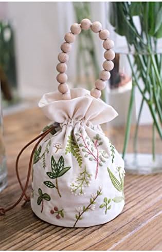 Smart-Feather Embroidery Drawstring Bag Kits with Patterns, Needlepoint Sewing Handbag Kit for Beginners, Embroidery Start Kit with Hoop - Image 6