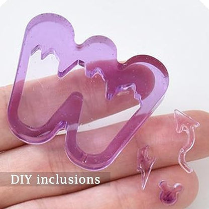 FUNSHOWCASE Alphabet Resin Shaker Molds Kawaii Keychain Charm Set Pack of 58 Silicone Trays Seal Films Precision Tip Applicator Bottle Kit Bundle - Image 3